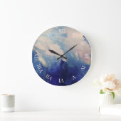 AbstractBlueモダン White Art ラージ壁時計 (ホーム)