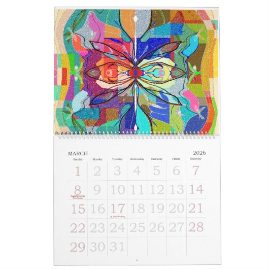 Abstractly Calendar カレンダー (3月 2026)