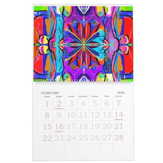 Abstractly Calendar カレンダー (2月 2026)