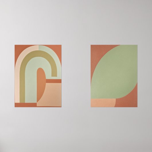 Abstracto Boho formas Circulares Terracota y oliva (正面)