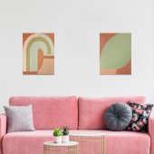 Abstracto Boho formas Circulares Terracota y oliva (リビング)