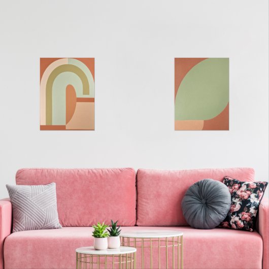 Abstracto Boho formas Circulares Terracota y oliva (リビング)