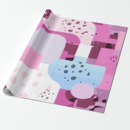  Abstracto Geométrico  en Rosa y Azul ラッピングペーパー (アンロールド)