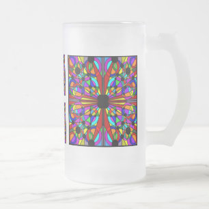 AbstractStainedガラスによって曇らされる高いMug4 フロストグラスビールジョッキ