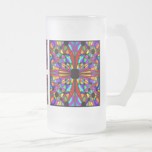 AbstractStainedガラスによって曇らされる高いMug4 フロストグラスビールジョッキ (右)
