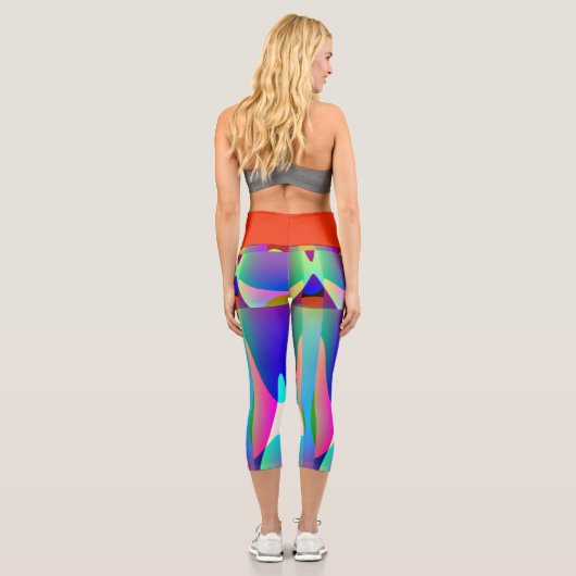 Abstrait Multicolore Design Moderne カプリレギンス (裏面)