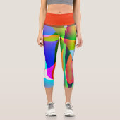 Abstrait Multicolore Design Moderne カプリレギンス (正面)