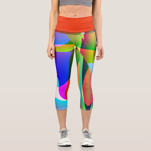 Abstrait Multicolore Design Moderne カプリレギンス (正面)