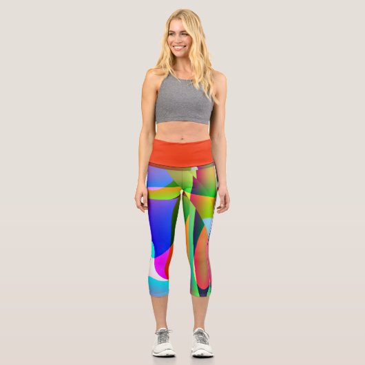 Abstrait Multicolore Design Moderne カプリレギンス (正面)