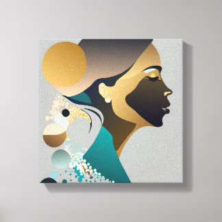 Abstrake Eleganz in Blaugrün und gold # 1 キャンバスプリント