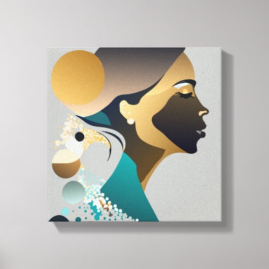 Abstrake Eleganz in Blaugrün und gold # 1 キャンバスプリント (正面)