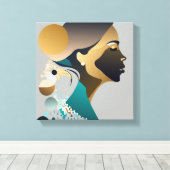 Abstrake Eleganz in Blaugrün und gold # 1 キャンバスプリント (インサイチュ (ウッドフロア))