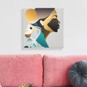 Abstrake Eleganz in Blaugrün und gold # 1 キャンバスプリント (インサイチュ (リビング))