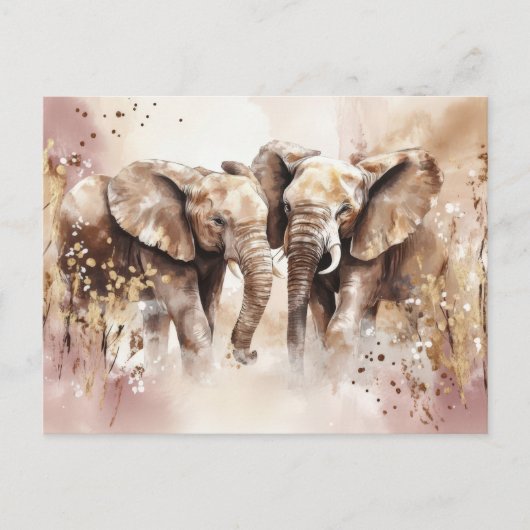 Abstrakte Aquarell Illustration eines Elefanten ポストカード (正面)