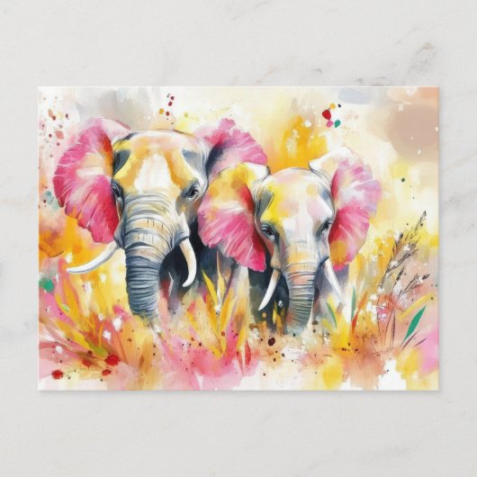 Abstrakte Aquarell Illustration eines Elefanten ポストカード (正面)