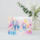 Abstrakte Aquarell Illustration eines Elefanten ポストカード (スタンド正面)