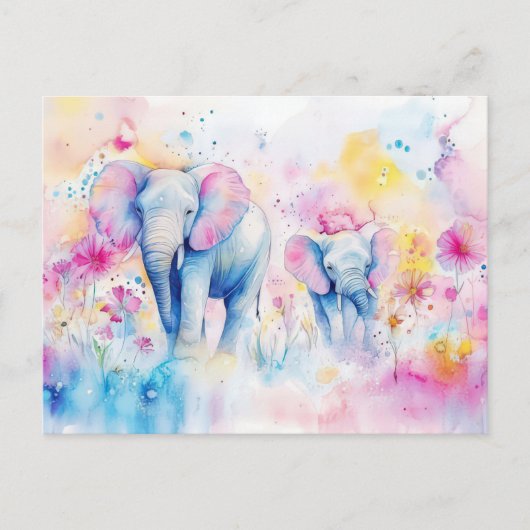 Abstrakte Aquarell Illustration eines Elefanten ポストカード (正面)
