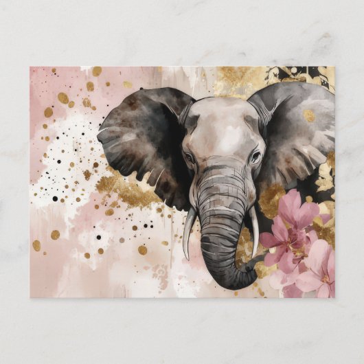 Abstrakte Aquarell Illustration eines Elefanten ポストカード (正面)
