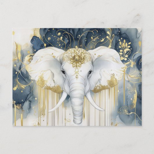 Abstrakte Aquarell Illustration eines Elefanten ポストカード (正面)