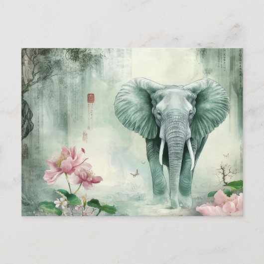 Abstrakte Aquarell Illustration eines Elefanten ポストカード (正面)