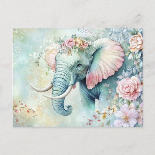 Abstrakte Aquarell Illustration eines Elefanten ポストカード (正面)