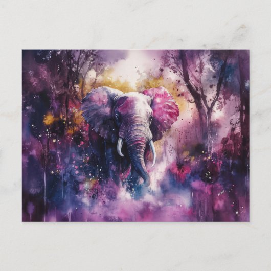 abstrakte Aquarell Illustration eines Elefanten ポストカード (正面)