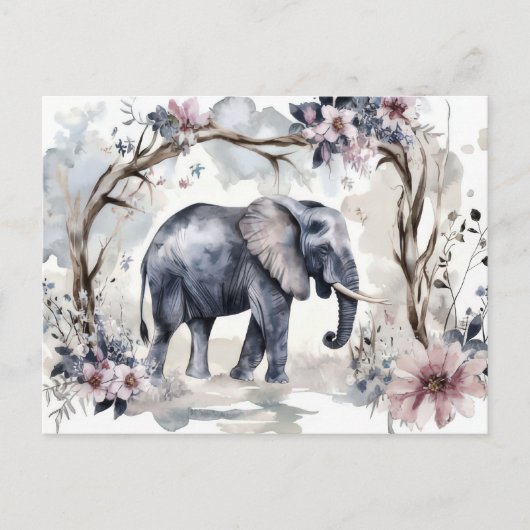 Abstrakte Aquarell Illustration eines Elefanten ポストカード (正面)