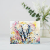 Abstrakte Aquarell Illustration eines Elefanten ポストカード (スタンド正面)