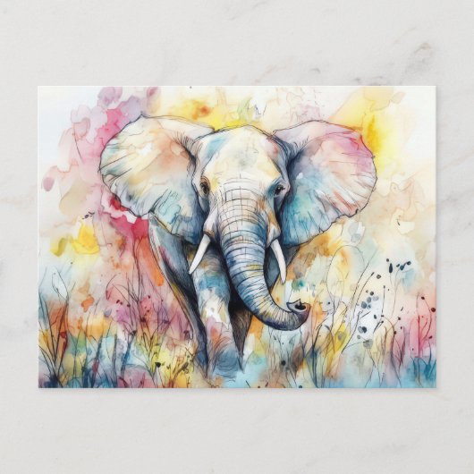 Abstrakte Aquarell Illustration eines Elefanten ポストカード (正面)