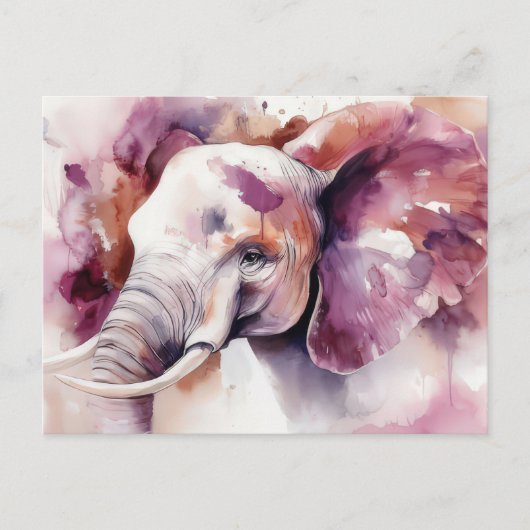 abstrakte Aquarell Illustration eines Elefanten ポストカード (正面)