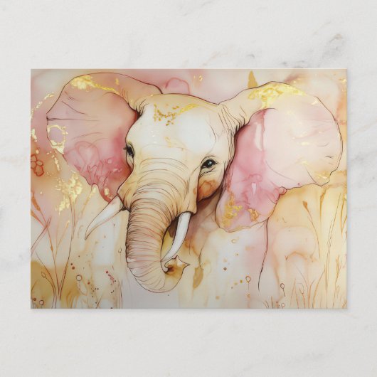 Abstrakte Aquarell Illustration eines Elefanten ポストカード (正面)