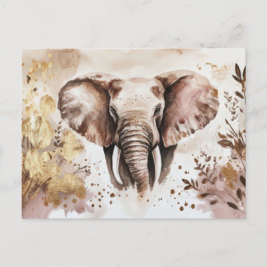 abstrakte Aquarell Illustration eines Elefanten ポストカード (正面)