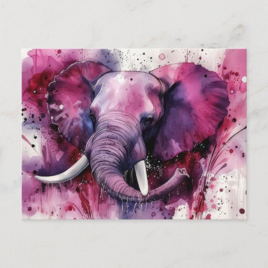 Abstrakte Aquarell Illustration eines Elefanten ポストカード (正面)