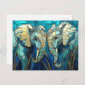 Abstrakte Aquarell Illustration eines Elefanten ポストカード (正面/裏面)