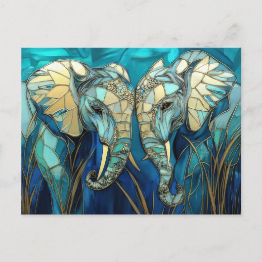 Abstrakte Aquarell Illustration eines Elefanten ポストカード (正面)