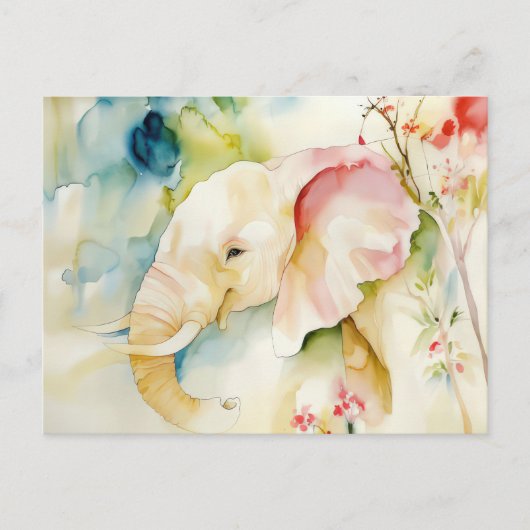Abstrakte Aquarell Illustration eines Elefanten ポストカード (正面)