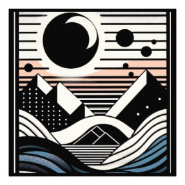 Abstrakte Berglandschaft bei Nacht フォトプリント