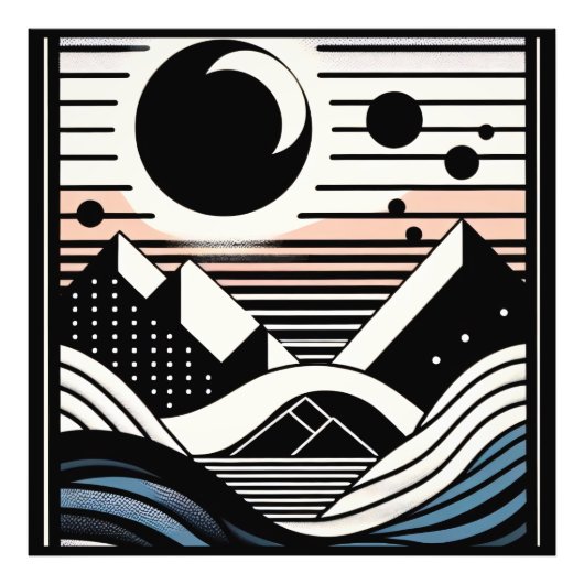 Abstrakte Berglandschaft bei Nacht フォトプリント (正面)