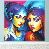 abstrakte Engel in Öl, fantastisches Gemälde Motiv キャンバスプリント (インサイチュ (ウッドフロア))