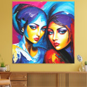 abstrakte Engel in Öl, fantastisches Gemälde Motiv キャンバスプリント (インサイチュ (リビング))