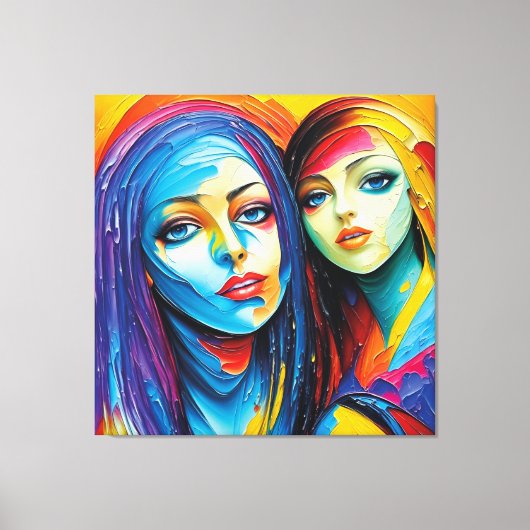 abstrakte Engel in Öl, fantastisches Gemälde Motiv キャンバスプリント (正面)