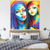 abstrakte Engel in Öl, fantastisches Gemälde Motiv キャンバスプリント (インサイチュ (寝室))