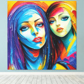 abstrakte Engel in Öl, fantastisches Gemälde Motiv キャンバスプリント (インサイチュ (ウッドフロア))