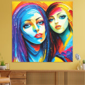 abstrakte Engel in Öl, fantastisches Gemälde Motiv キャンバスプリント (インサイチュ (リビング))