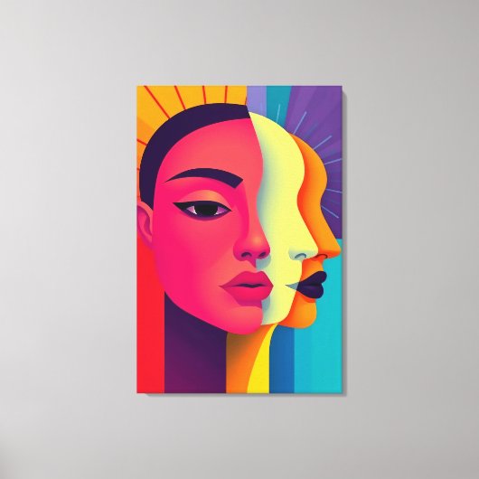 Abstrakte Frauen Gesichter キャンバスプリント (正面)