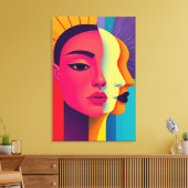 Abstrakte Frauen Gesichter キャンバスプリント (インサイチュ (リビング))