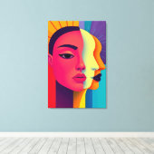 Abstrakte Frauen Gesichter キャンバスプリント (インサイチュ (ウッドフロア))