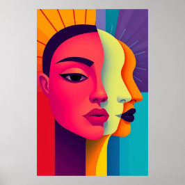 Abstrakte Frauen Gesichter ポスター