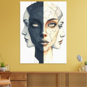 Abstrakte geometrische Gesichter キャンバスプリント (インサイチュ (リビング))