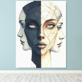 Abstrakte geometrische Gesichter キャンバスプリント (インサイチュ (ウッドフロア))